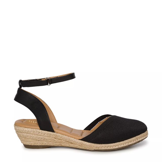 Black Slingback Espadrille Wedges, Womens Shoes