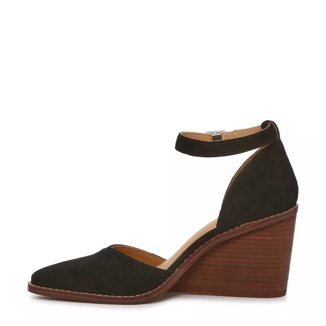Black suede wedge pumps outlet