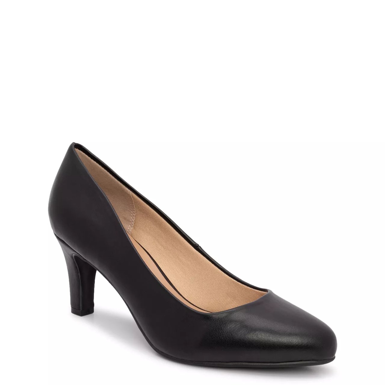 Black leather pumps wide width clearance