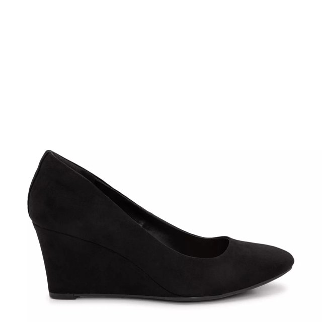 Black suede wedge pumps hot sale
