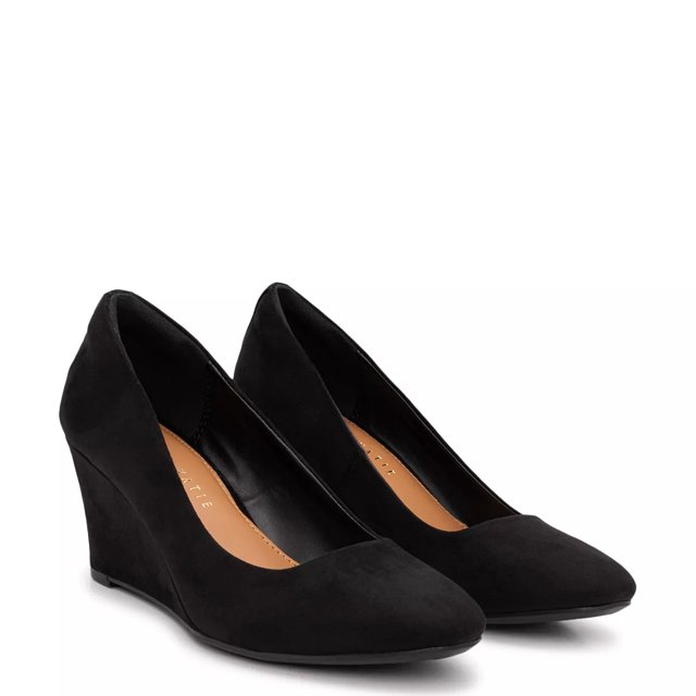 Black wedge pumps cheap