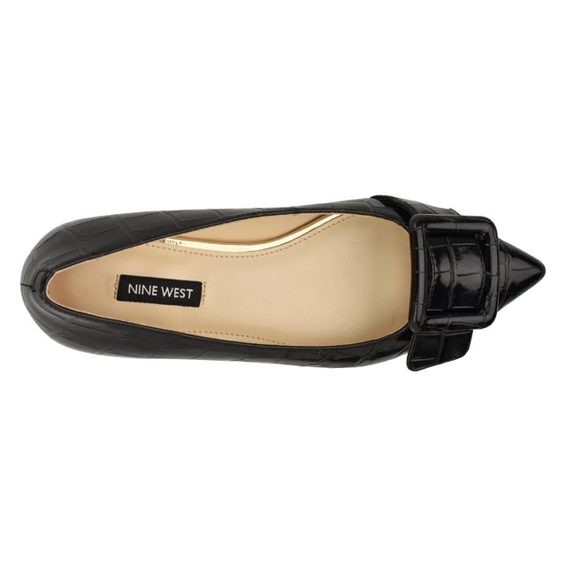 Nine west black flat shoes deals