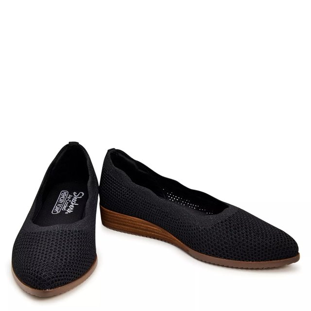 Skechers Women s Cleo Sawdust Real Living Flats in Black Size 8.0 Medium Width