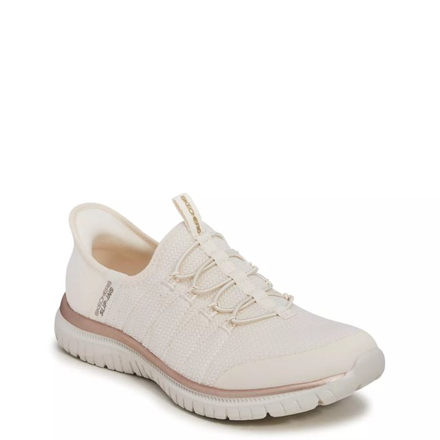 Skechers Women s Hands Free Slip Ins Virtue Glow Sneaker in Natural Gold Size 8 Medium