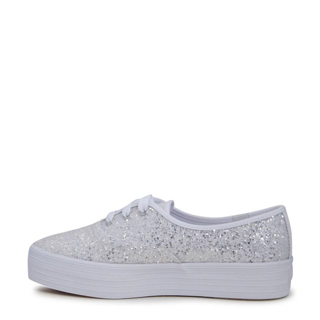 Keds Women s Point Glitter Platform Sneaker in White Size 5 Medium