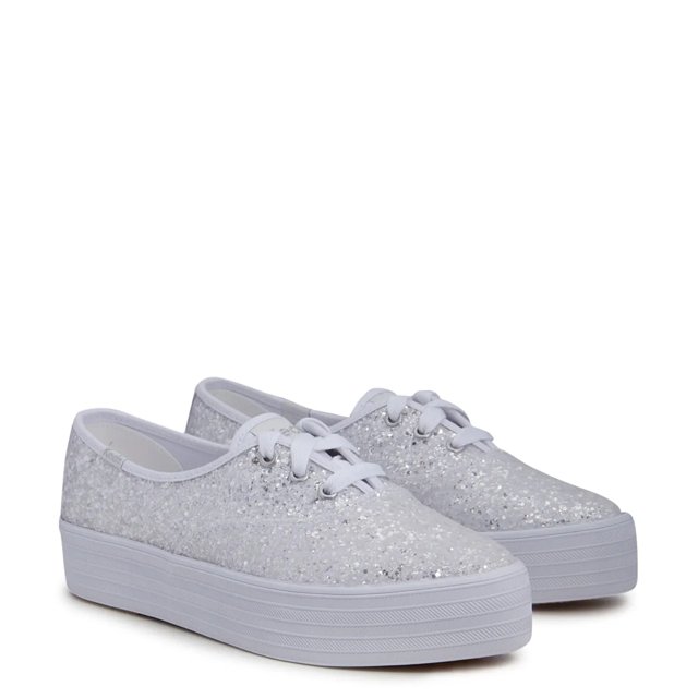Keds Women s Point Glitter Platform Sneaker in White Size 6 Medium