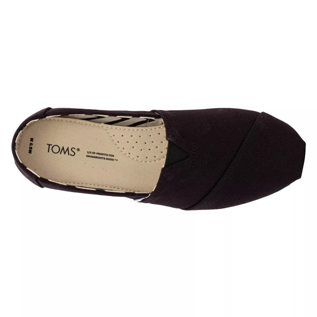 Toms Women's Alpargata Wide Width Slip-On in Black/White Wide Size 5