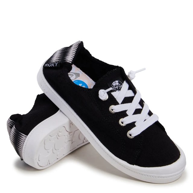 Roxy Women s Bayshore Plus Slip On Sneaker in Black White Size 6.5 Medium