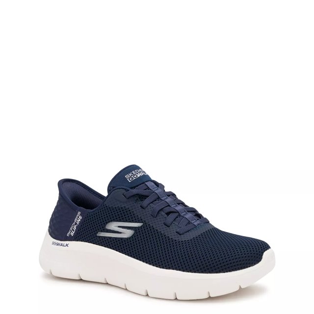 Navy blue skechers go shop walk