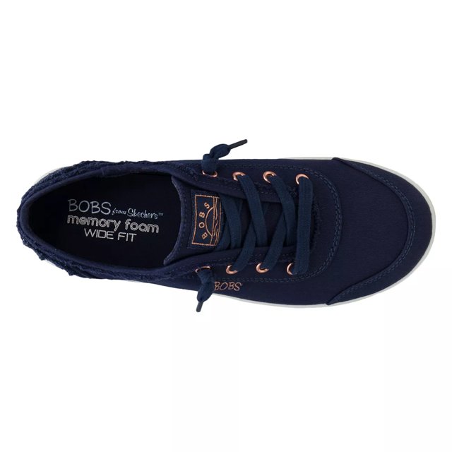 Skechers Women s Bobs B Cute Slip On Wide WIdth Sneaker in Navy Blue Wide Size 9.5