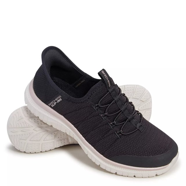 Skechers Women s Hands Free Slip ins Virtue Glow Sneaker in Black Rose Gold Size 10 Medium