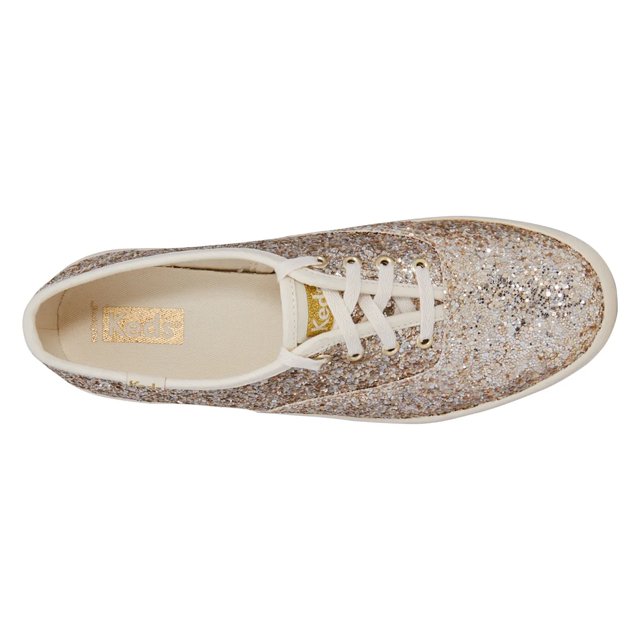 Keds Women s Champion Glitter Celebration Sneaker Gold 6