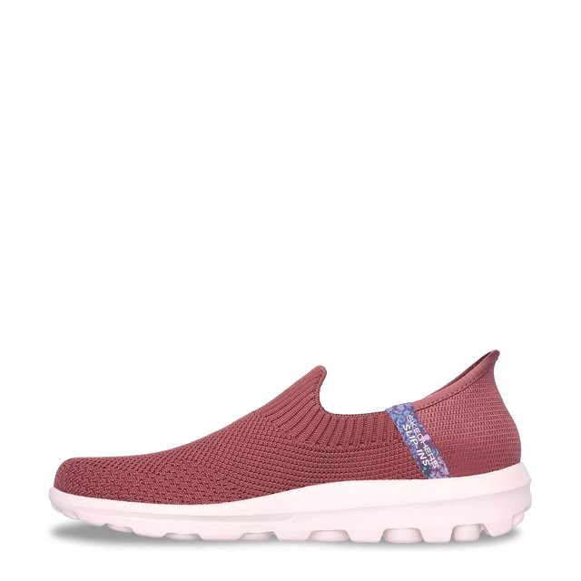 Skechers Women s Hands Free Slip ins GO WALK Travel Tahiti Sunset Wide Width Sneaker in Mauve Wide Size 8