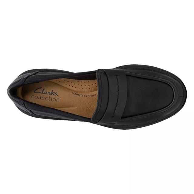 Clarks ladies black loafers online
