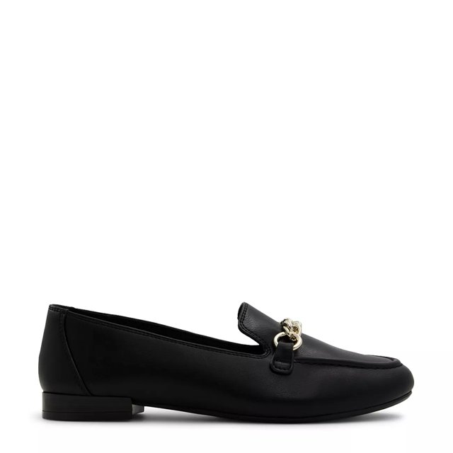 Black loafers with gold bar hot sale
