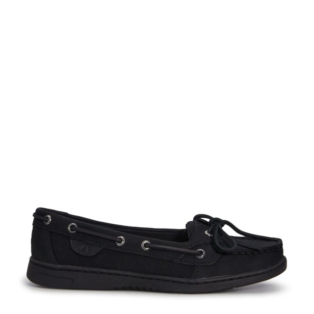 Zapatos Sperry Mulefish - Planos De Cuero Tipo Boat Shoe Para Mujer, Negros Y Super Cómodos