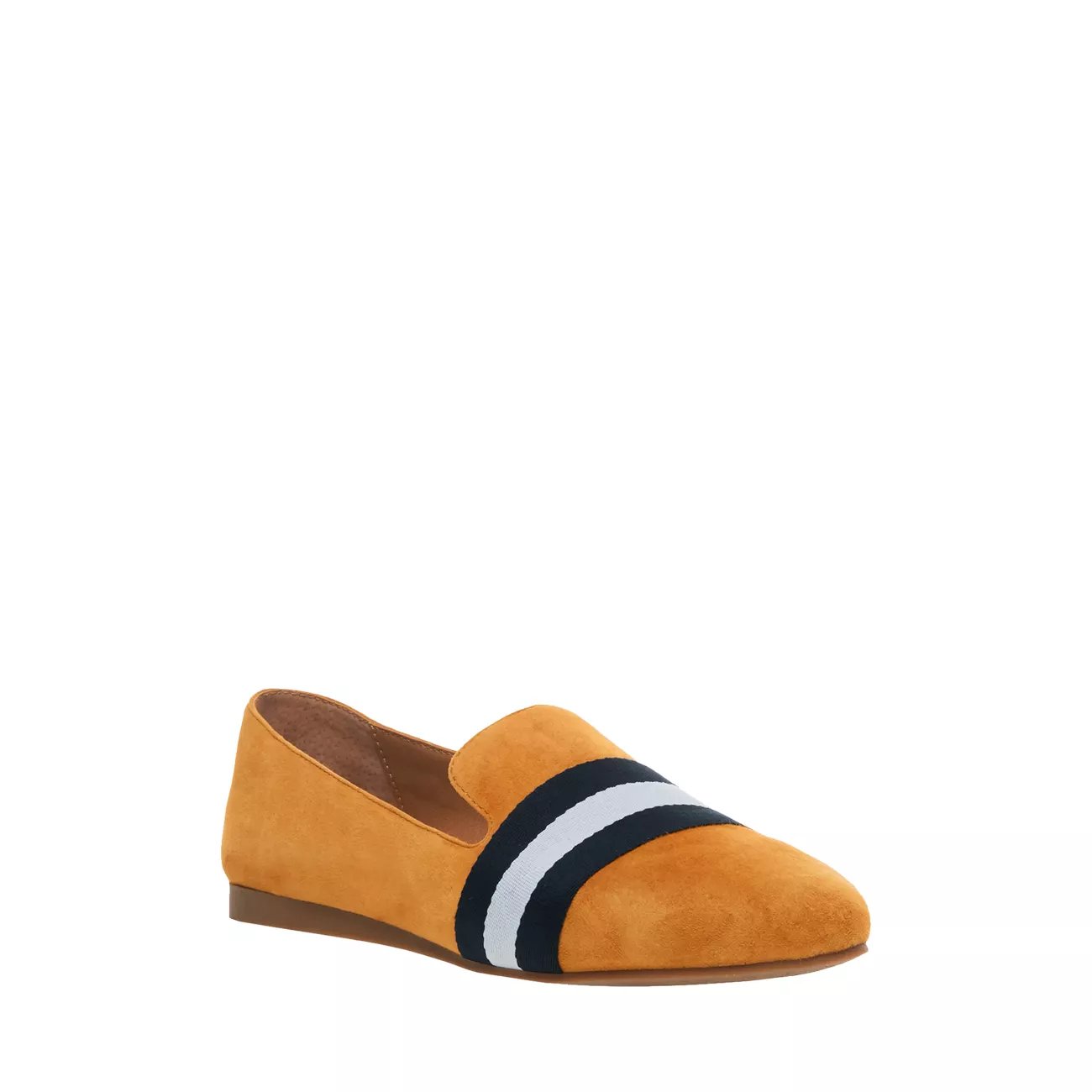 nema mustard suede leather striped loafers