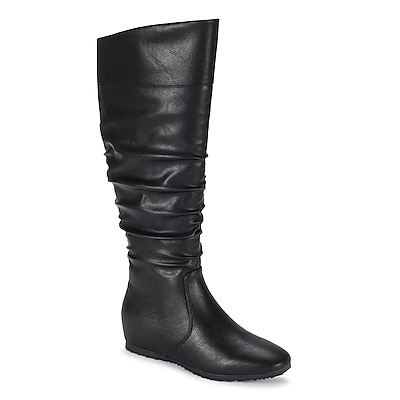 knee high black leather boots