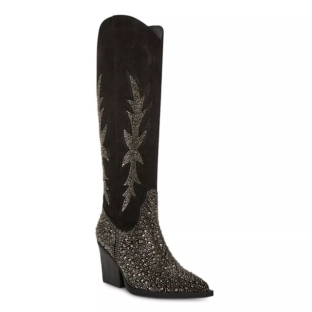 Steve Madden Women s Apple Western Knee High Boot in Black Size 6.5 Medium