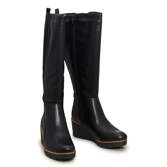 Wide width wedge boots on sale