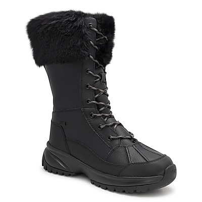 Outbound Women's Sorkin Insulated Leather/Rubber Winter Snow Boots  Waterproof Warm, Black
