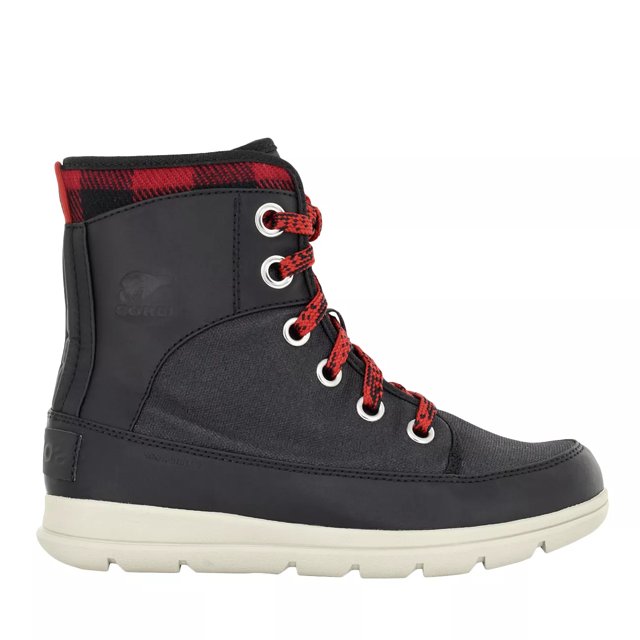 sorel explorer leather snow boots in dark red