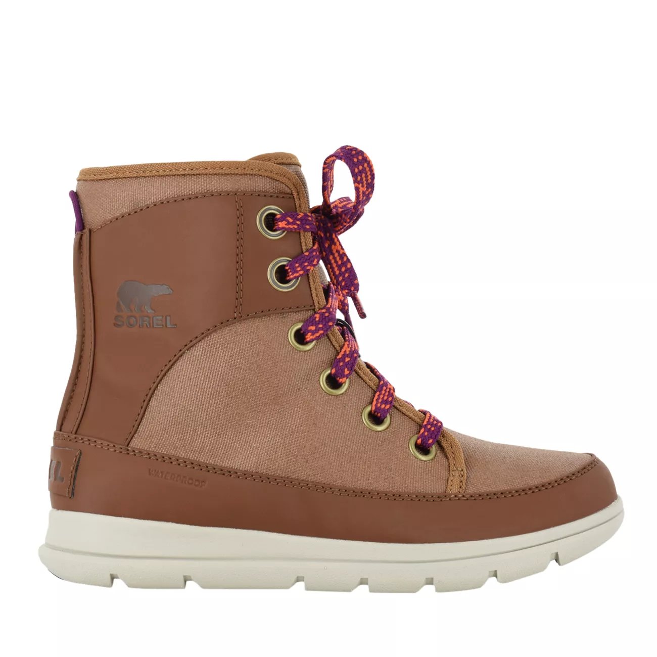 sorel explorer leather snow boots in dark red