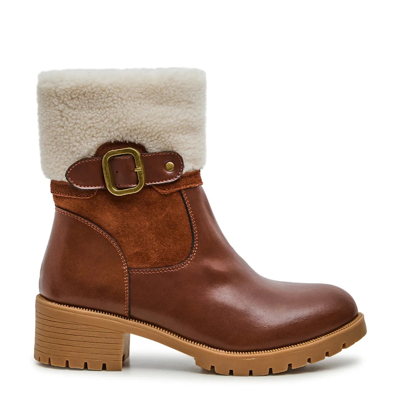 Cuffed Low Heel Waterproof Boot