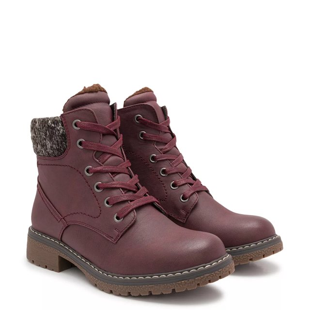 Womens burgundy combat boots deals