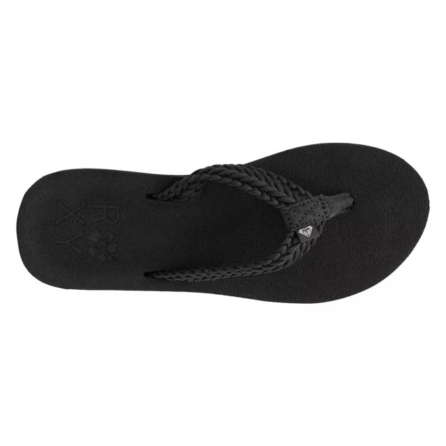 Black roxy flip flops sale