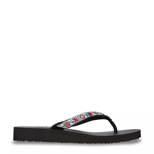 New! Skechers Yoga Foam Slip on Comfort Bling Black Sandals