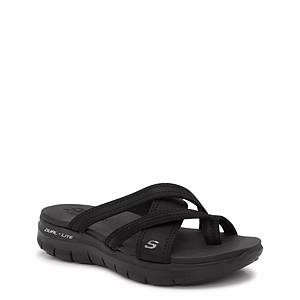 Skechers Foam Black Jewel Strap Wedge Heel Slides Sandals Women's 6