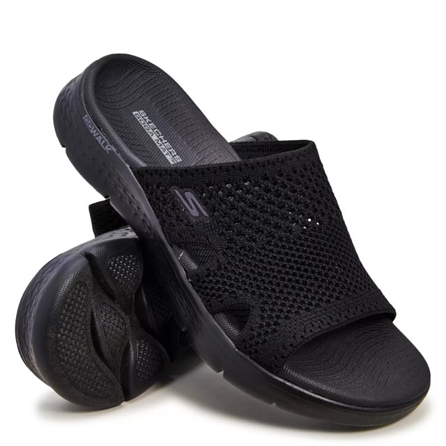 Black skechers sandals sales