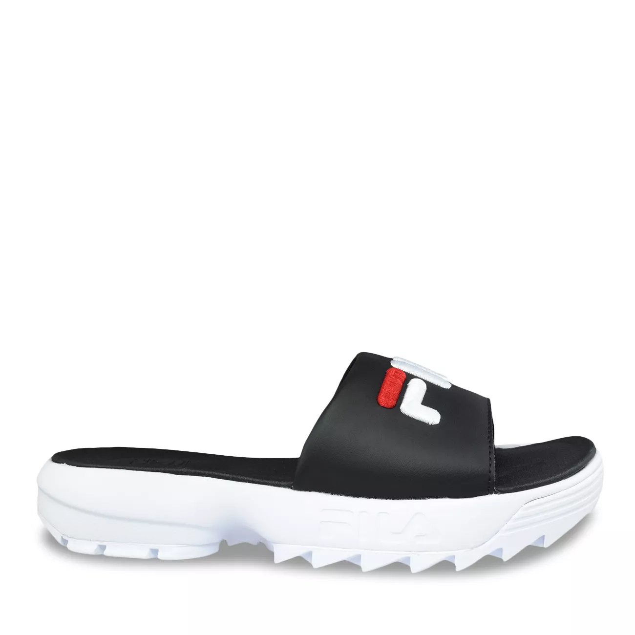 fila disruptor bold white slide sandals