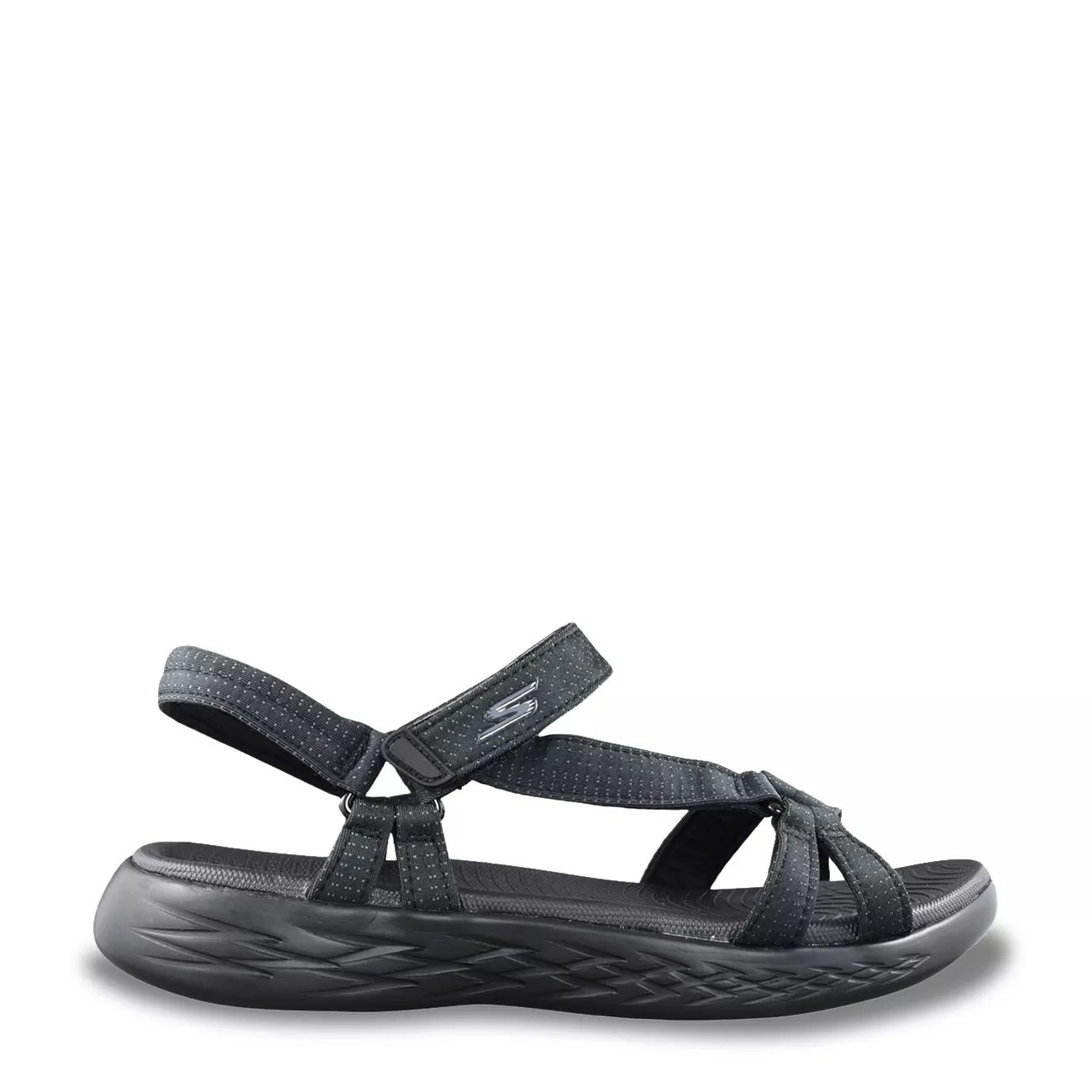 skechers textured strappy sandals with velcro closure