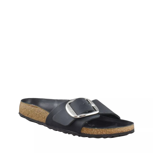 buckled leather slides