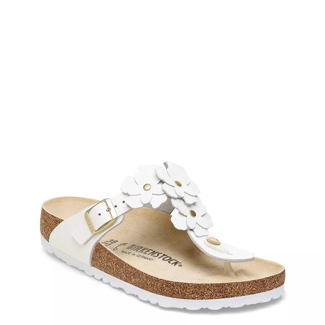 White birks sandals deals