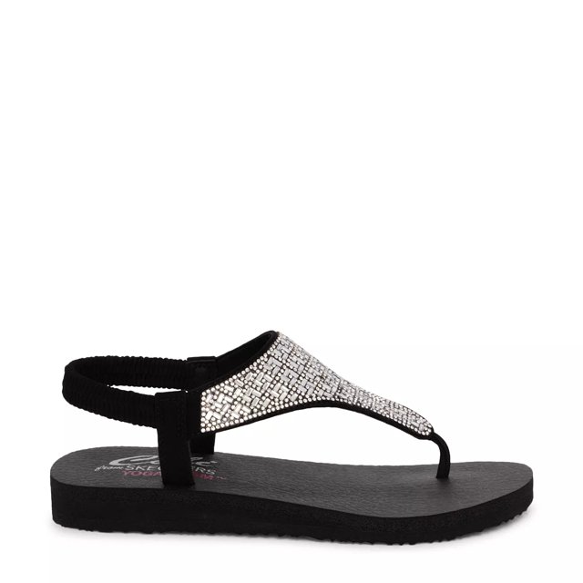 Skechers Yoga Foam Slip-On Thong Flip Flop Rhinestone Sandals Woman’s Size  10