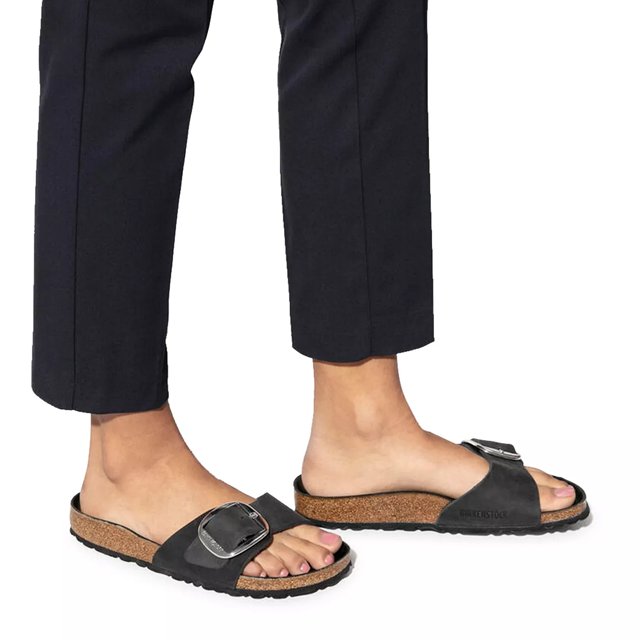 BIRKENSTOCK Madrid Big Buckle Leather Sandals Black