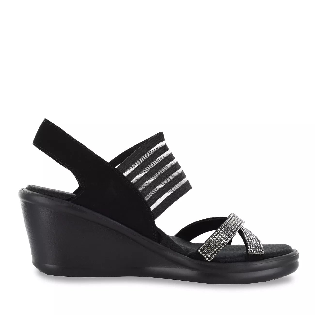 skechers black wedge sandals