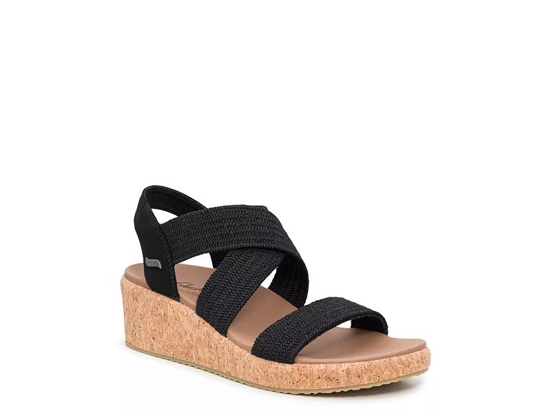 Skechers black hot sale wedge sandals