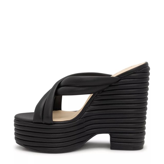 Black platform wedge sandals top