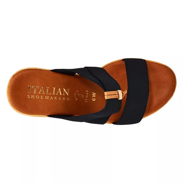 Italian Shoemakers Women s Krissy Wedge Elastic Wide Width Sandal in Black Size 8.5