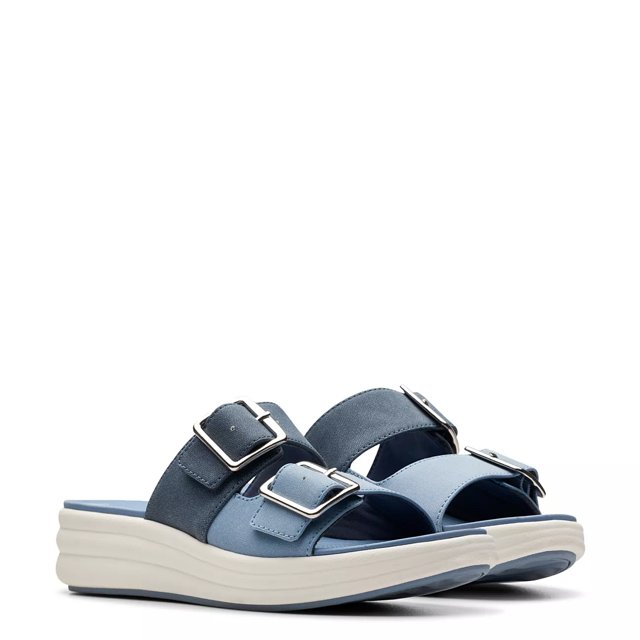 Clarks navy blue wedge sandals on sale