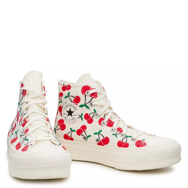 Converse Chuck Taylor All Star Lift Platform Cherries in Egret Red