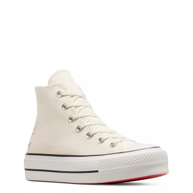 Converse Women s Chuck Taylor All Star High Lift Sneaker in Egret Watermelon Slushy Size 6.5 Medium