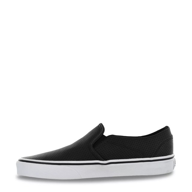 Black and white vans womens slip on hot sale