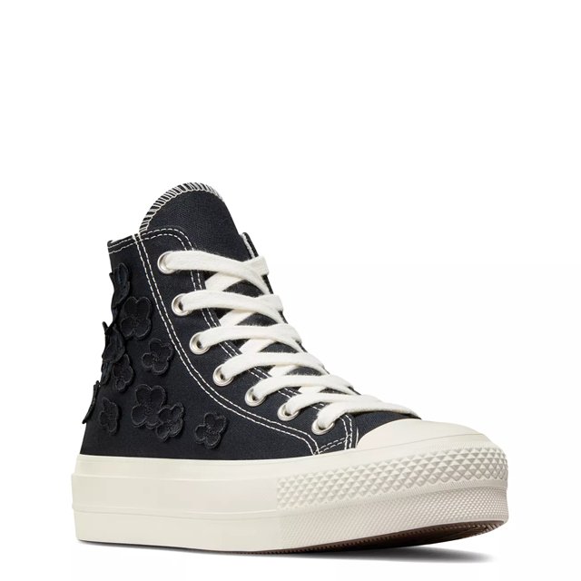 Converse Chuck Taylor All Star Lift 3D Flowers in Black Black Egret