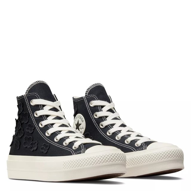 Converse Chuck Taylor All Star Lift 3D Flowers in Black Black Egret