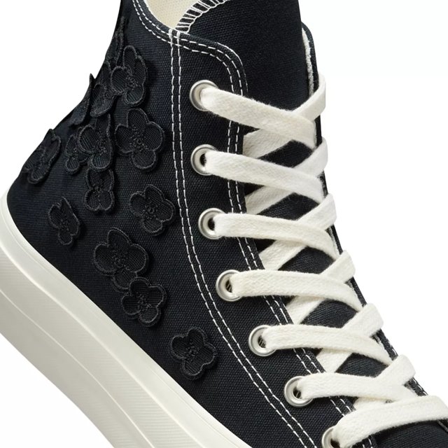 Converse Chuck Taylor All Star Lift 3D Flowers in Black Black Egret